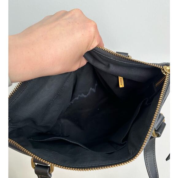 Fossil Black Graphic Coated Canvas Mini Tote Bag - Picture 7 of 13